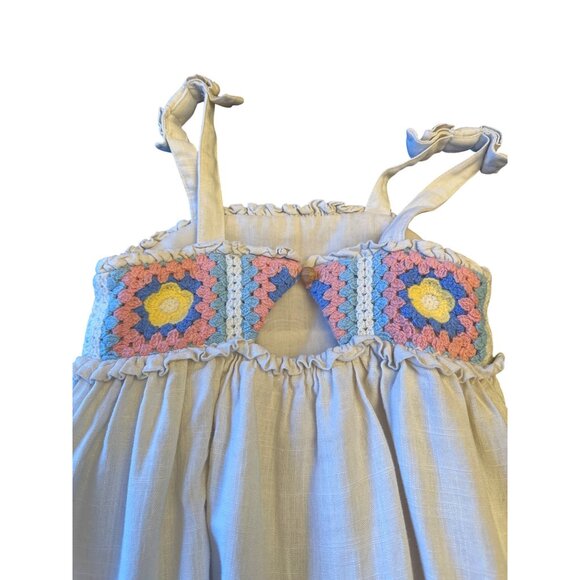 Haute Hippie Bohemian Kids Dress Size 6 Crochet Bodice Cottage Summer - Picture 6 of 6